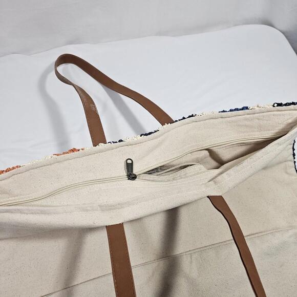 Rays for Days Striped Woven Cotton Blend Beach Grocery Tote Bag - Picture 8 of 14